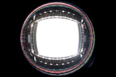 260424 - Wales Women Rugby Captain’s Run - A fisheye lens view from the centre of the pitch during Captain’s Run at the Principality Stadium ahead of Wales’ Guinness Women’s 6 Nations match against Italy