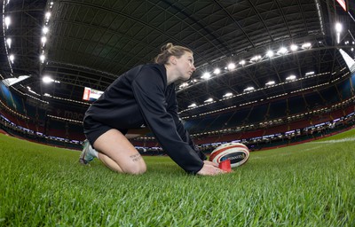 260424 - Wales Women Rugby Captain’s Run - Wales’ Keira Bevan during Captain’s Run at the Principality Stadium ahead of Wales’ Guinness Women’s 6 Nations match against Italy