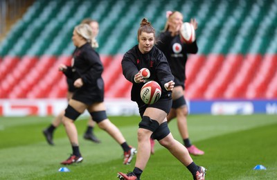 260424 - Wales Women Rugby Captain’s Run - Kate Williams during Captain’s Run at the Principality Stadium ahead of Wales’ Guinness Women’s 6 Nations match against Italy 