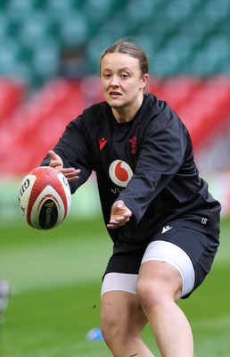 260424 - Wales Women Rugby Captain’s Run - Lleucu George during Captain’s Run at the Principality Stadium ahead of Wales’ Guinness Women’s 6 Nations match against Italy 