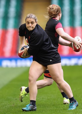 260424 - Wales Women Rugby Captain’s Run - Jenni Scoble during Captain’s Run at the Principality Stadium ahead of Wales’ Guinness Women’s 6 Nations match against Italy 