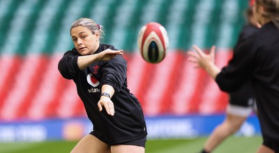 260424 - Wales Women Rugby Captain’s Run - Jenni Scoble during Captain’s Run at the Principality Stadium ahead of Wales’ Guinness Women’s 6 Nations match against Italy 