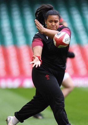 260424 - Wales Women Rugby Captain’s Run - Sisilia Tuipulotu during Captain’s Run at the Principality Stadium ahead of Wales’ Guinness Women’s 6 Nations match against Italy 