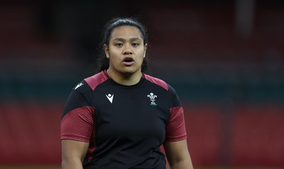 260424 - Wales Women Rugby Captain’s Run - Sisilia Tuipulotu during Captain’s Run at the Principality Stadium ahead of Wales’ Guinness Women’s 6 Nations match against Italy 