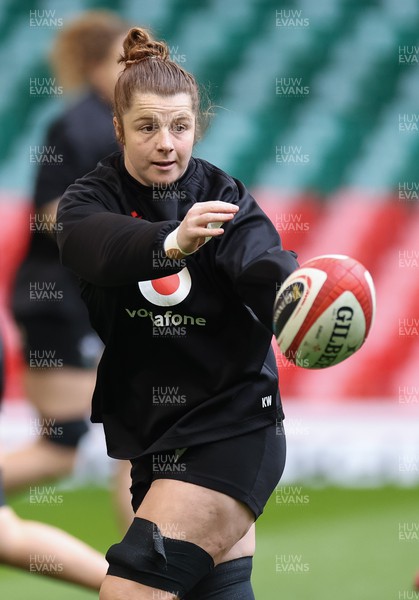 260424 - Wales Women Rugby Captain’s Run - Kate Williams during Captain’s Run at the Principality Stadium ahead of Wales’ Guinness Women’s 6 Nations match against Italy 