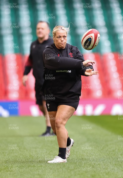 260424 - Wales Women Rugby Captain’s Run - Kelsey Jones during Captain’s Run at the Principality Stadium ahead of Wales’ Guinness Women’s 6 Nations match against Italy 