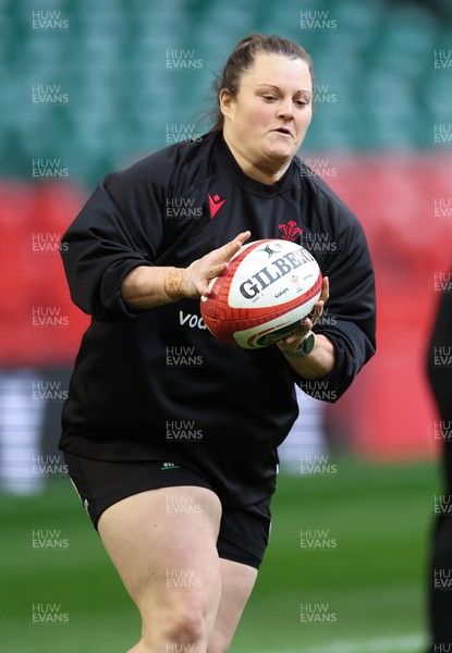 260424 - Wales Women Rugby Captain’s Run - Abbey Constable during Captain’s Run at the Principality Stadium ahead of Wales’ Guinness Women’s 6 Nations match against Italy 