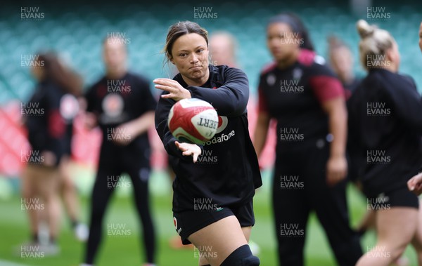 260424 - Wales Women Rugby Captain’s Run - Alisha Butchers during Captain’s Run at the Principality Stadium ahead of Wales’ Guinness Women’s 6 Nations match against Italy 