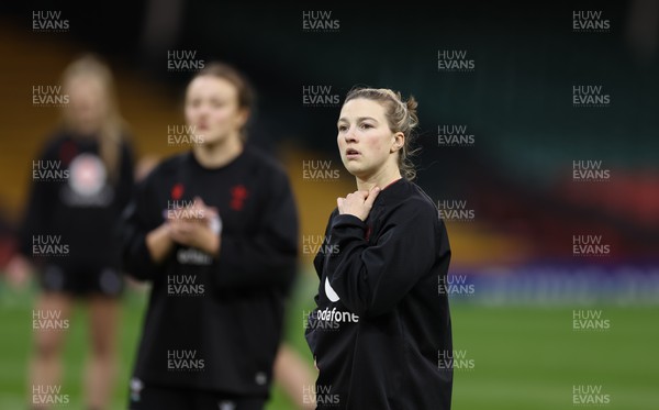 260424 - Wales Women Rugby Captain’s Run - Keira Bevan during Captain’s Run at the Principality Stadium ahead of Wales’ Guinness Women’s 6 Nations match against Italy 