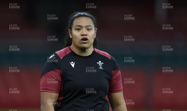 260424 - Wales Women Rugby Captain’s Run - Sisilia Tuipulotu during Captain’s Run at the Principality Stadium ahead of Wales’ Guinness Women’s 6 Nations match against Italy 