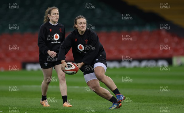 260424 - Wales Women Rugby Captain’s Run - Lleucu George during Captain’s Run at the Principality Stadium ahead of Wales’ Guinness Women’s 6 Nations match against Italy 