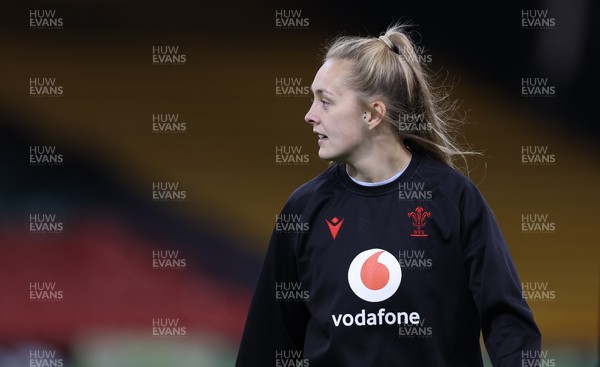 260424 - Wales Women Rugby Captain’s Run - Hannah Jones during Captain’s Run at the Principality Stadium ahead of Wales’ Guinness Women’s 6 Nations match against Italy 