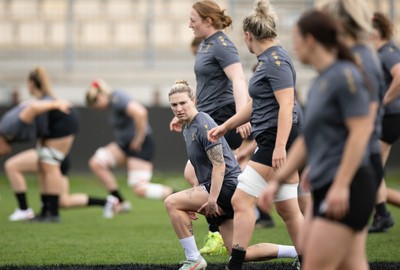 260425 - Wales Women Captains Run - Keira Bevan during Captains Run ahead of Wales’ final Guinness Women’s Six Nations match against Italy