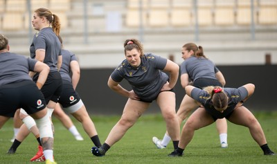 260425 - Wales Women Captains Run - Gwenllian Pyrs during Captains Run ahead of Wales’ final Guinness Women’s Six Nations match against Italy