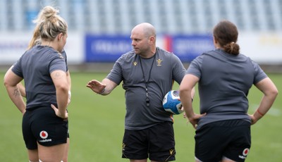260425 - Wales Women Captains Run -Sean Lynn, Wales Women head coach during Captains Run ahead of Wales’ final Guinness Women’s Six Nations match against Italy