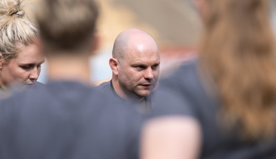 260425 - Wales Women Captains Run -Sean Lynn, Wales Women head coach during Captains Run ahead of Wales’ final Guinness Women’s Six Nations match against Italy