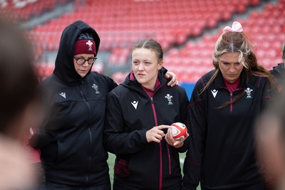 120424 - Wales Women Rugby Walkthrough - Lleucu George during Captain’s Walkthrough and kickers session at Virgin Media Park, Cork, ahead of Wales’ Women’s 6 Nations match against Ireland