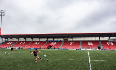 120424 - Wales Women Rugby Walkthrough - Lleucu George during the kickers session at Virgin Media Park, Cork, ahead of Wales’ Women’s 6 Nations match against Ireland