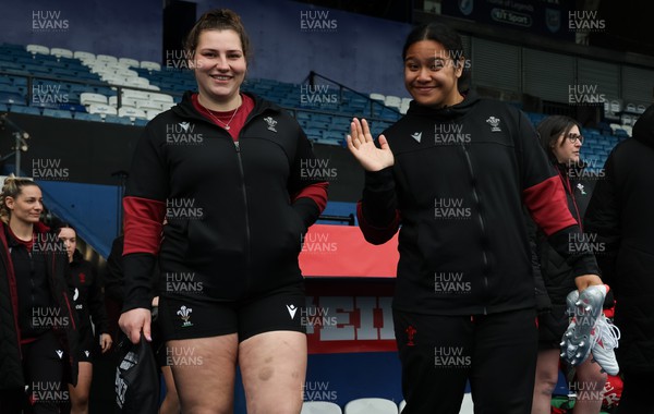 220324 - Wales Women Captain’s Walkthrough - Sisilia Tuipulotu and Gwenllian Pyrs during Captain’s Walkthrough ahead of their opening Women’s 6 Nations match against Scotland