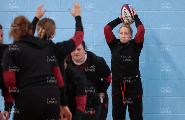 290324 - Wales Women Rugby Walkthrough  - Molly Reardon during Captain’s Walkthrough ahead of the Guinness Women’s 6 Nations match against England The session took place indoors due to torrential rain