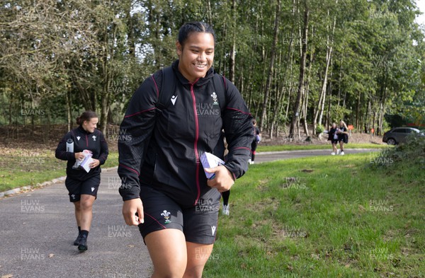 101023 - Wales Women Rugby team depart for WXV1 - Wales Women’s squad member, Sisilia Tuipulotu of Wales departs the National Centre of Excellence at the Vale as they depart for WXV1 in New Zealand