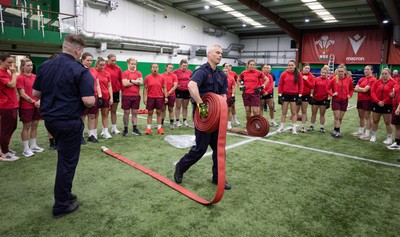 040526 - Wales Women Rugby with South Wales Fire Service - Wales International Squad member and South Wales Fire Service fire fighter Jenni Scoble brings her colleagues from Blue Watch Roath to meet and take part in team building with her Wales team members