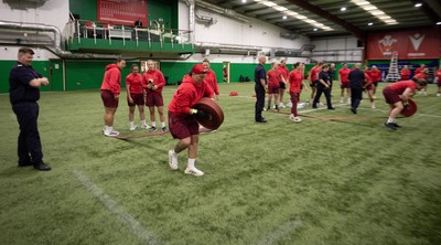 040526 - Wales Women Rugby with South Wales Fire Service - Wales International Squad member and South Wales Fire Service fire fighter Jenni Scoble brings her colleagues from Blue Watch Roath to meet and take part in team building with her Wales team members Donna Rose takes part in the team exercise