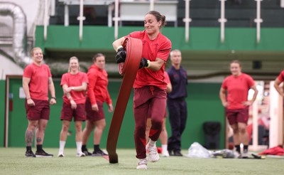 040526 - Wales Women Rugby with South Wales Fire Service - Wales International Squad member and South Wales Fire Service fire fighter Jenni Scoble brings her colleagues from Blue Watch Roath to meet and take part in team building with her Wales team members Jasmine Joyce during a team challenge