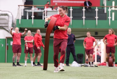040526 - Wales Women Rugby with South Wales Fire Service - Wales International Squad member and South Wales Fire Service fire fighter Jenni Scoble brings her colleagues from Blue Watch Roath to meet and take part in team building with her Wales team members Jasmine Joyce during a team challenge