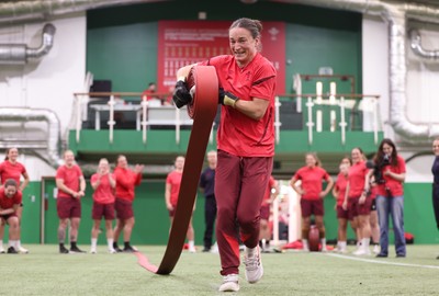 040526 - Wales Women Rugby with South Wales Fire Service - Wales International Squad member and South Wales Fire Service fire fighter Jenni Scoble brings her colleagues from Blue Watch Roath to meet and take part in team building with her Wales team members Jasmine Joyce during a team challenge