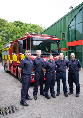 040526 - Wales Women Rugby with South Wales Fire Service - Wales International Squad member and South Wales Fire Service fire fighter Jenni Scoble brings her colleagues from Blue Watch Roath to meet and take part in team building with her Wales team members