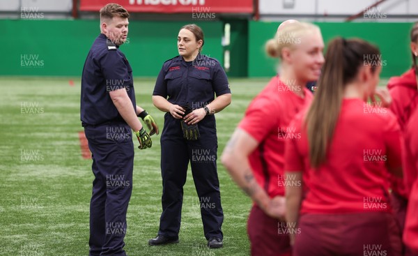 040526 - Wales Women Rugby with South Wales Fire Service - Wales International Squad member and South Wales Fire Service fire fighter Jenni Scoble brings her colleagues from Blue Watch Roath to meet and take part in team building with her Wales team members