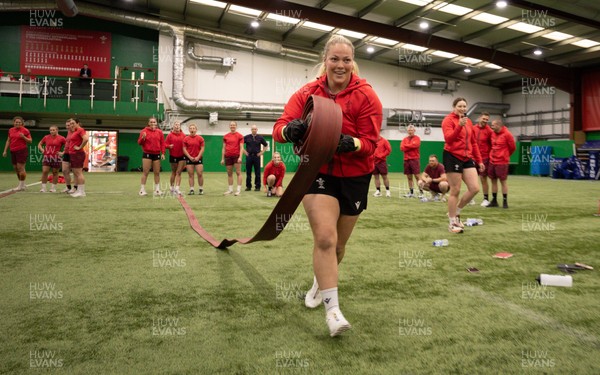 040526 - Wales Women Rugby with South Wales Fire Service - Wales International Squad member and South Wales Fire Service fire fighter Jenni Scoble brings her colleagues from Blue Watch Roath to meet and take part in team building with her Wales team members Kelsey Jones takes part in the team exercise