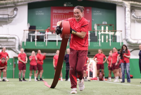 040526 - Wales Women Rugby with South Wales Fire Service - Wales International Squad member and South Wales Fire Service fire fighter Jenni Scoble brings her colleagues from Blue Watch Roath to meet and take part in team building with her Wales team members Jasmine Joyce during a team challenge