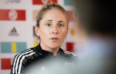 200622 - Wales Women Football Squad Announcement - Wales Women manager Gemma Grainger speaks to media during press conference to announce the squad to take on New Zealand