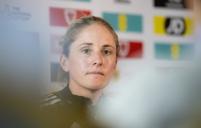 200622 - Wales Women Football Squad Announcement - Wales Women manager Gemma Grainger speaks to media during press conference to announce the squad to take on New Zealand