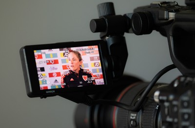 200622 - Wales Women Football Squad Announcement - Wales Women manager Gemma Grainger speaks to media during press conference to announce the squad to take on New Zealand