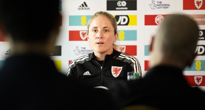 200622 - Wales Women Football Squad Announcement - Wales Women manager Gemma Grainger speaks to media during press conference to announce the squad to take on New Zealand