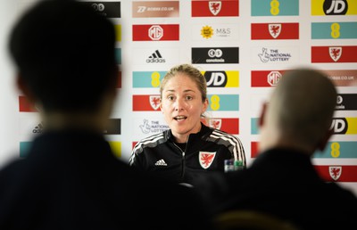 200622 - Wales Women Football Squad Announcement - Wales Women manager Gemma Grainger speaks to media during press conference to announce the squad to take on New Zealand