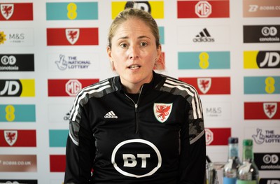 200622 - Wales Women Football Squad Announcement - Wales Women manager Gemma Grainger speaks to media during press conference to announce the squad to take on New Zealand