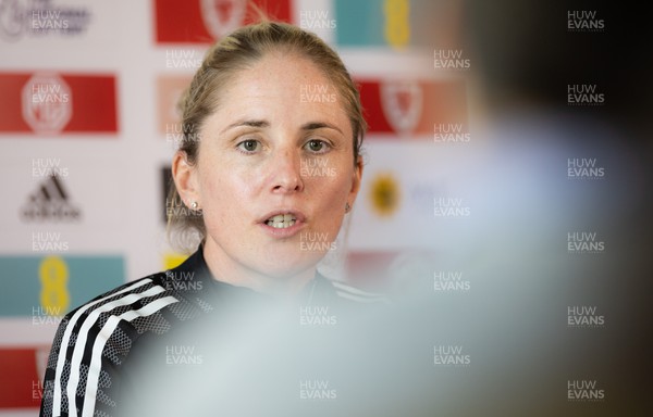 200622 - Wales Women Football Squad Announcement - Wales Women manager Gemma Grainger speaks to media during press conference to announce the squad to take on New Zealand