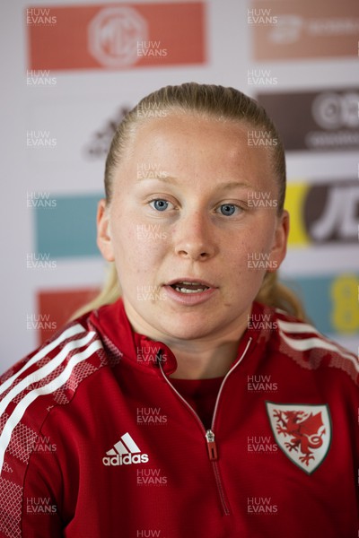 200622 - Wales Women Football Squad Announcement - Morgan Rogers speaks to media during press conference to announce the squad to take on New Zealand
