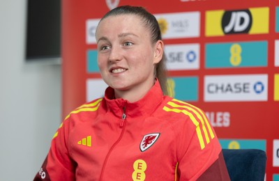 020626 - Wales Women Football Media Conference - Cymru’s Mia Ross during a media session ahead of the 2027 FIFA Women’s World Cup qualifiers against Montenegro and Czechia