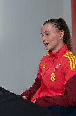 020626 - Wales Women Football Media Conference - Cymru’s Mia Ross during a media session ahead of the 2027 FIFA Women’s World Cup qualifiers against Montenegro and Czechia