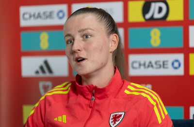 020626 - Wales Women Football Media Conference - Cymru’s Mia Ross during a media session ahead of the 2027 FIFA Women’s World Cup qualifiers against Montenegro and Czechia