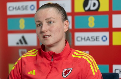 020626 - Wales Women Football Media Conference - Cymru’s Mia Ross during a media session ahead of the 2027 FIFA Women’s World Cup qualifiers against Montenegro and Czechia