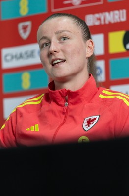 020626 - Wales Women Football Media Conference - Cymru’s Mia Ross during a media session ahead of the 2027 FIFA Women’s World Cup qualifiers against Montenegro and Czechia