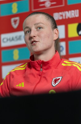 020626 - Wales Women Football Media Conference - Cymru’s Mia Ross during a media session ahead of the 2027 FIFA Women’s World Cup qualifiers against Montenegro and Czechia