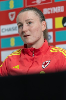 020626 - Wales Women Football Media Conference - Cymru’s Mia Ross during a media session ahead of the 2027 FIFA Women’s World Cup qualifiers against Montenegro and Czechia
