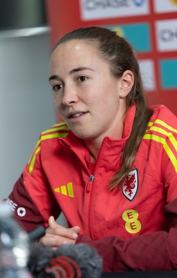 020626 - Wales Women Football Media Conference - Cymru’s Laura Hughes during a media session ahead of the 2027 FIFA Women’s World Cup qualifiers against Montenegro and Czechia